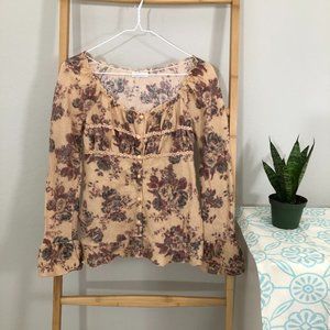 Made in Japan  - Floral long sleeve scoop neck